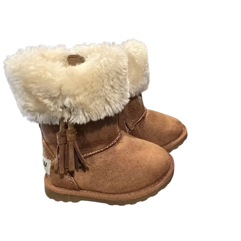 Makalu Warm Brown Kids Boots with Plush Lining Sz 5